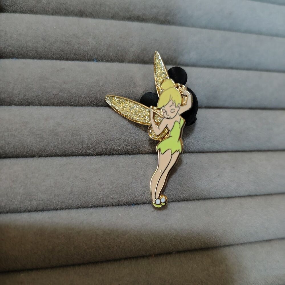 VTG Tinkerbell Glitter Gold Wings Official Trading Disney Pin 2006